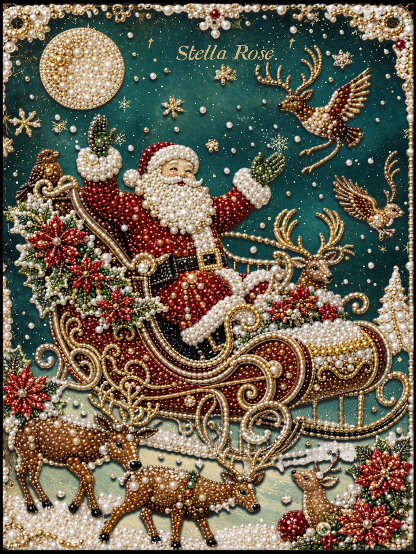 Santa’s Pearlescent Midnight Journey - Pearl Painting