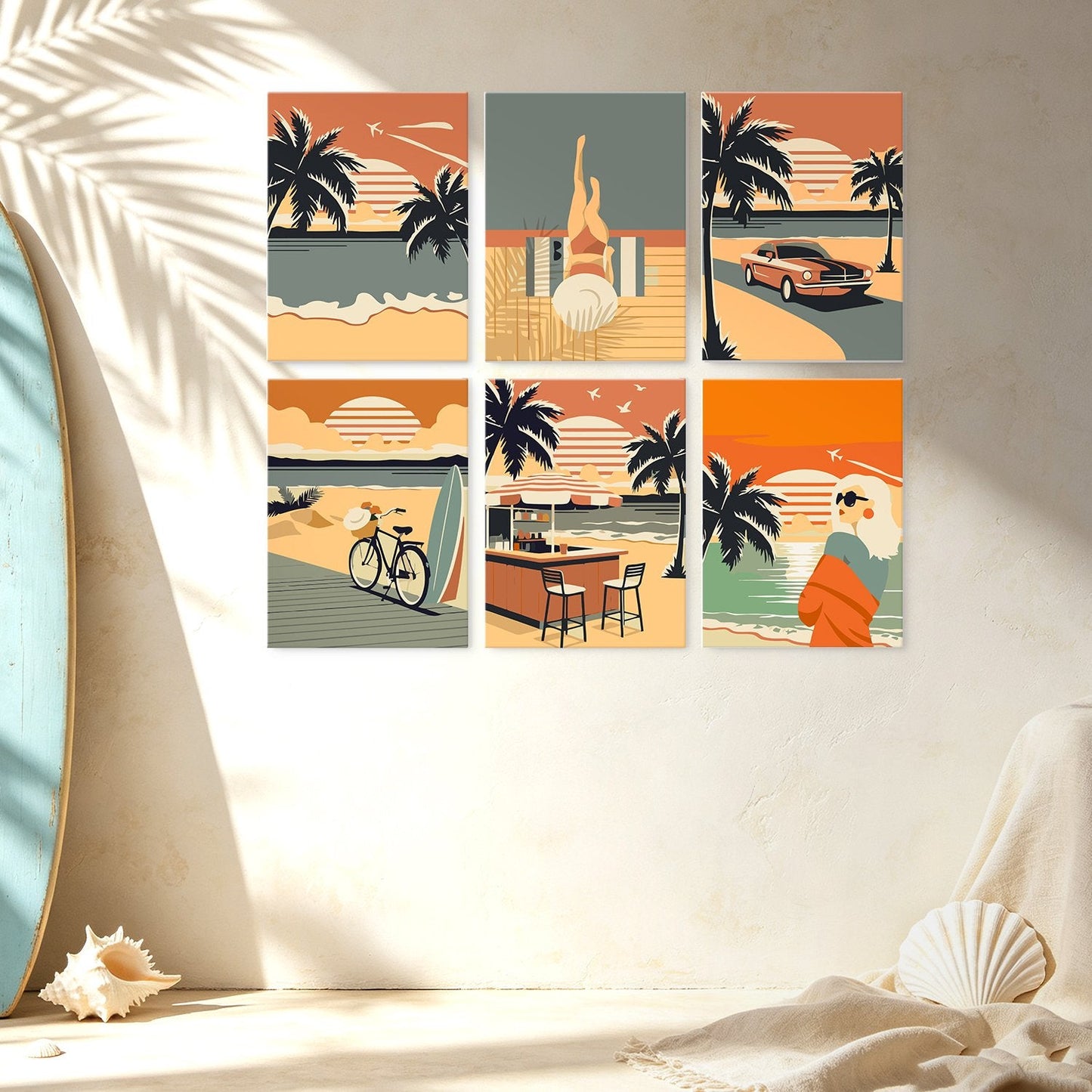 Palm Coast Getaway – Set of 6 Mini Paintings - miicreative