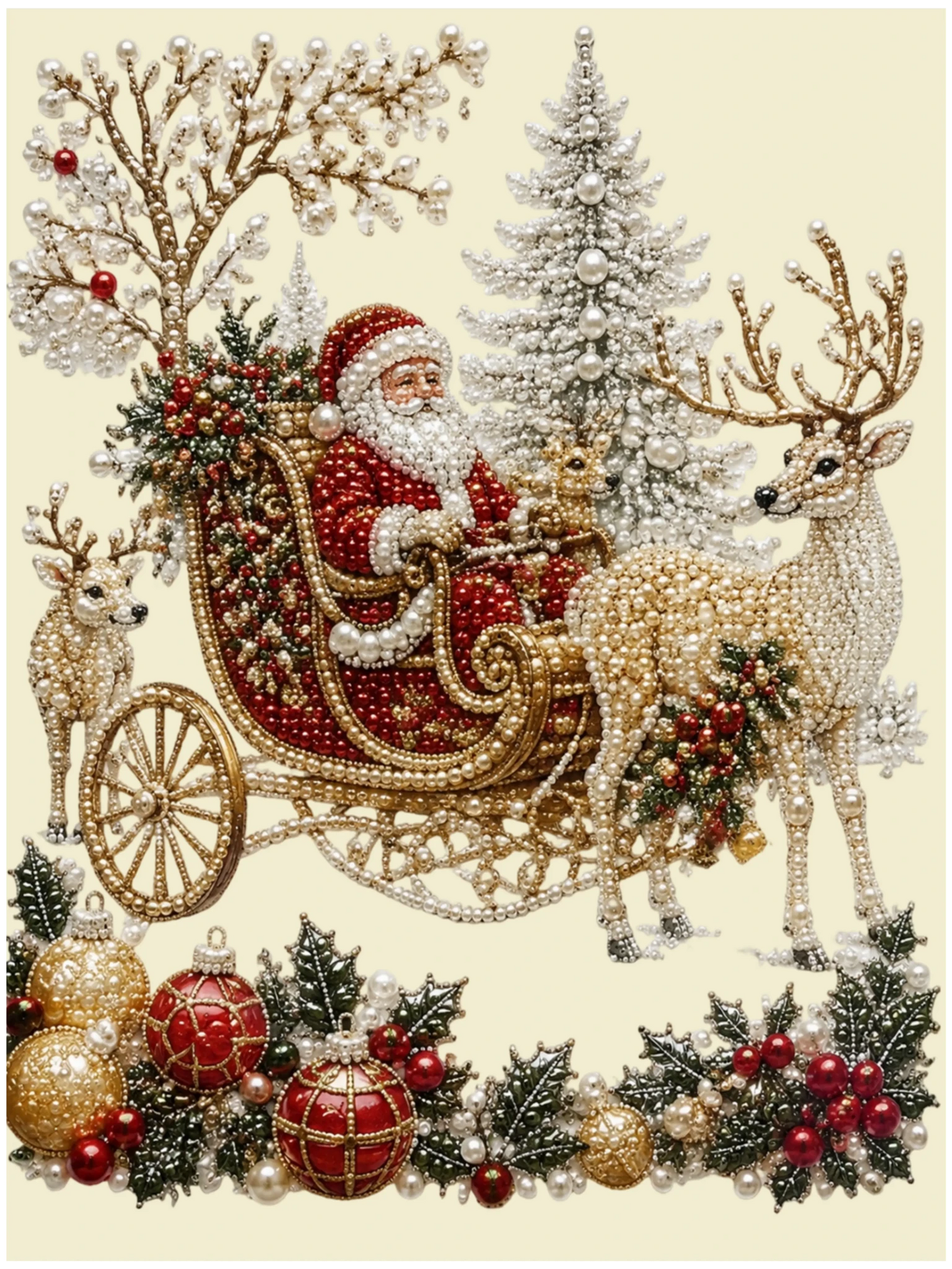 Santa’s Enchanted Sleigh – Pearl Painting