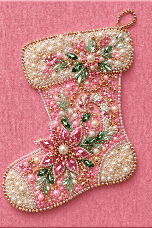 Jeweled Christmas Stocking - Pearl Painting