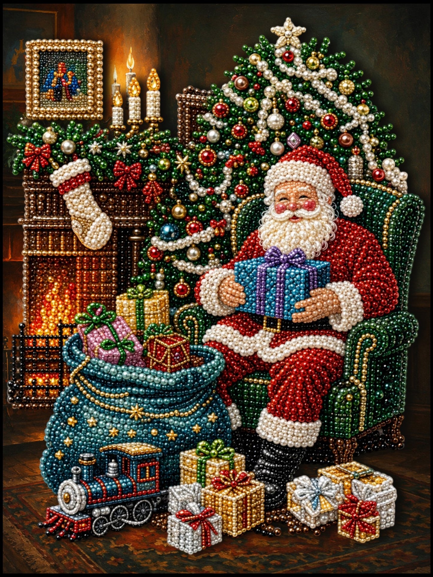 Santa’s Fireside Gift Magic - Pearl Painting