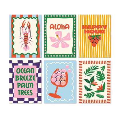 Aloha Happy Hour – Set of 6 Mini Paintings