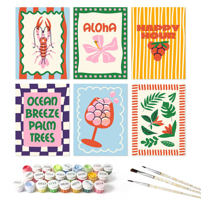 Aloha Happy Hour – Set of 6 Mini Paintings