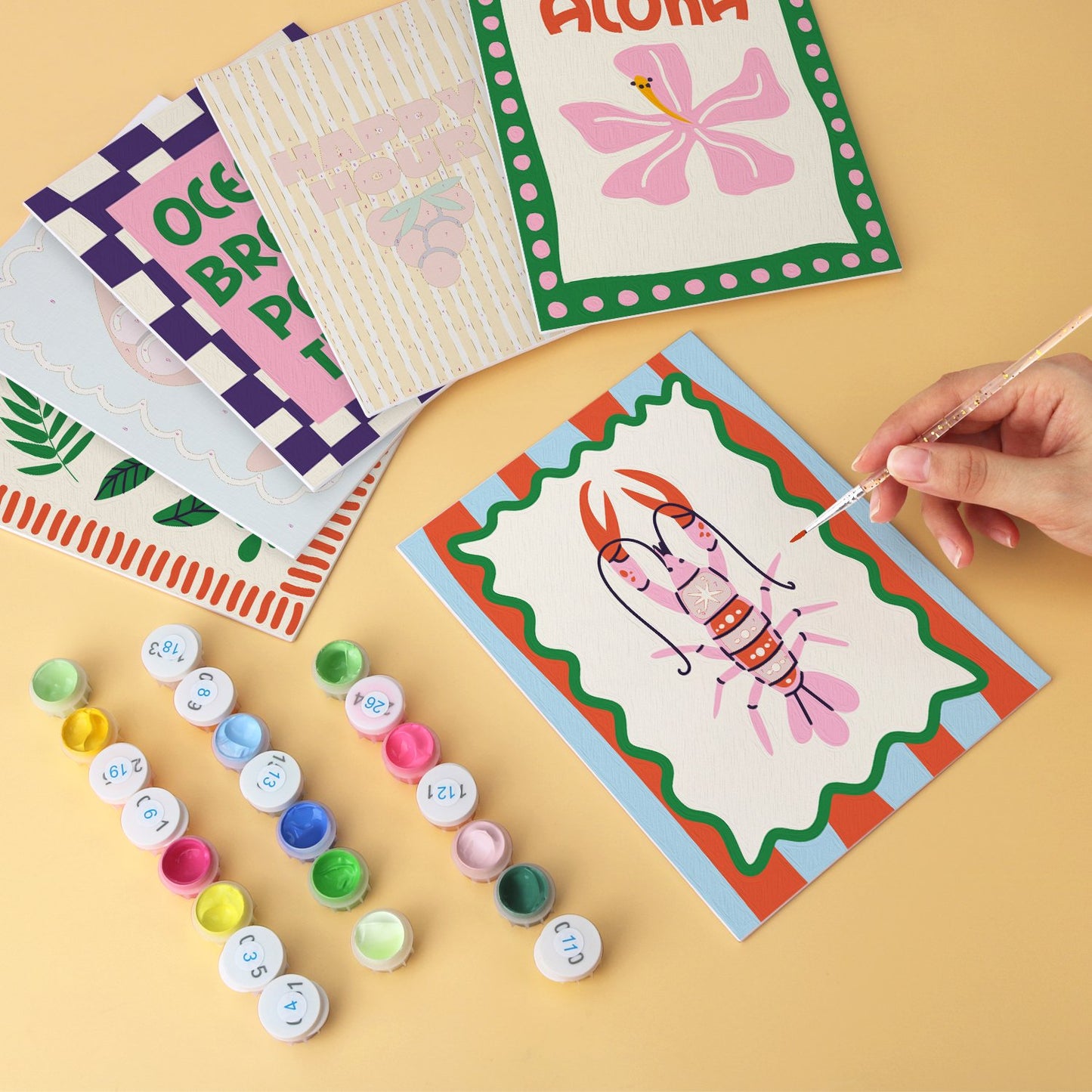 Aloha Happy Hour – Set of 6 Mini Paintings