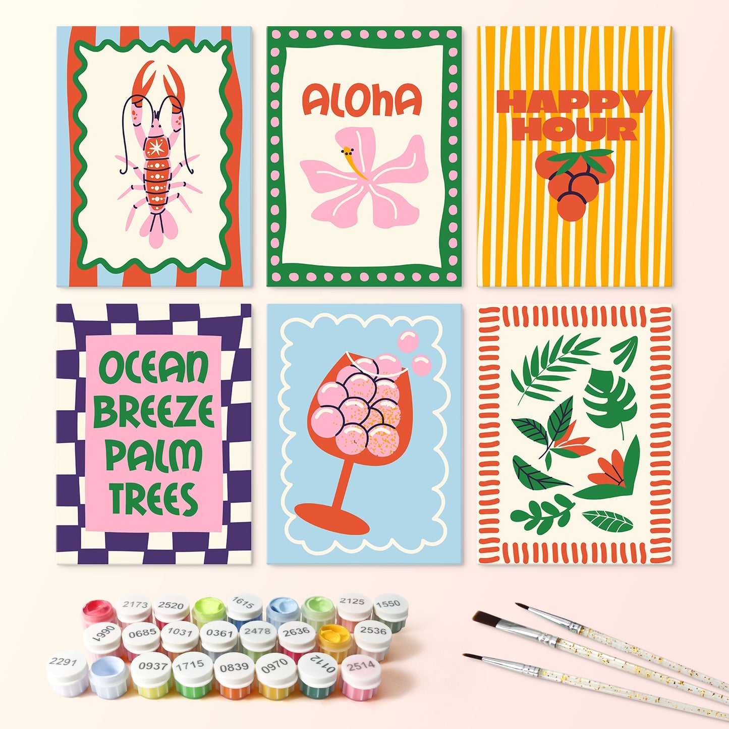 Aloha Happy Hour – Set of 6 Mini Paintings