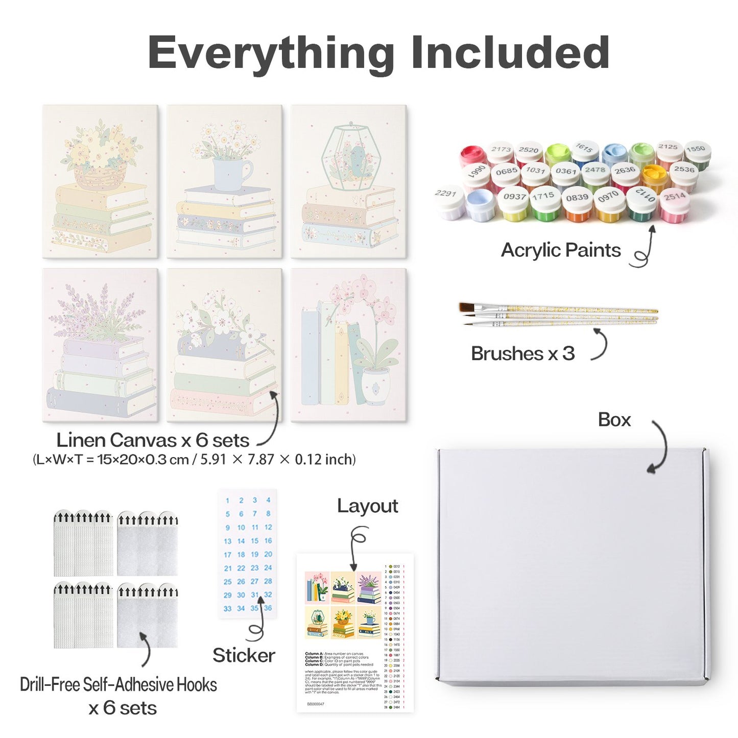 Blooming Books – Set of 6 Mini Paintings