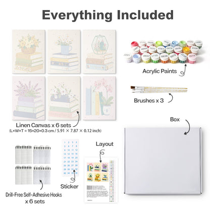 Blooming Books – Set of 6 Mini Paintings