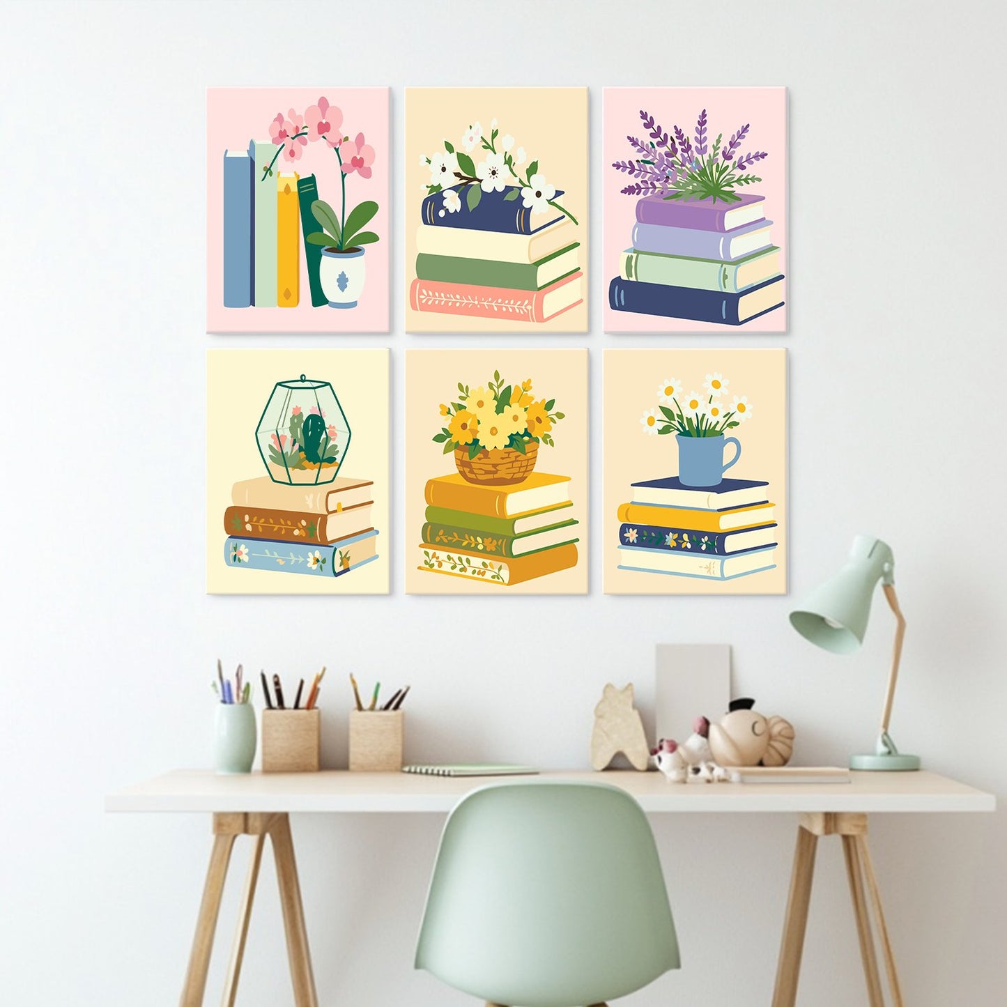 Blooming Books – Set of 6 Mini Paintings