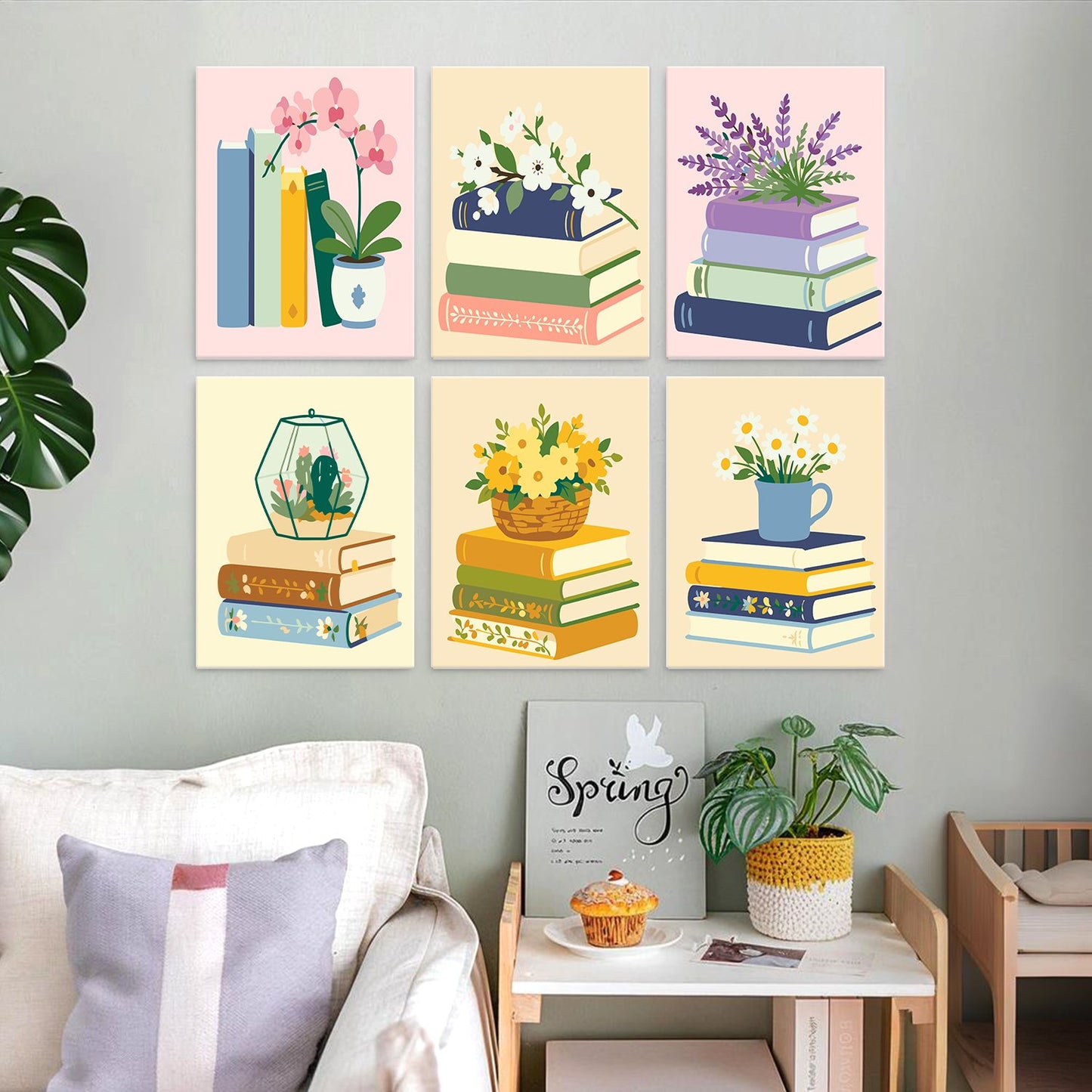 Blooming Books – Set of 6 Mini Paintings
