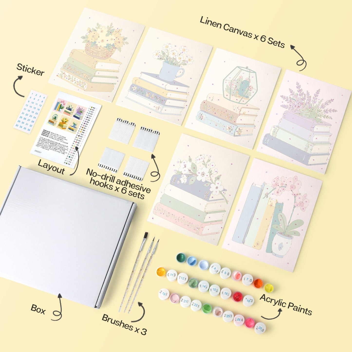 Blooming Books – Set of 6 Mini Paintings