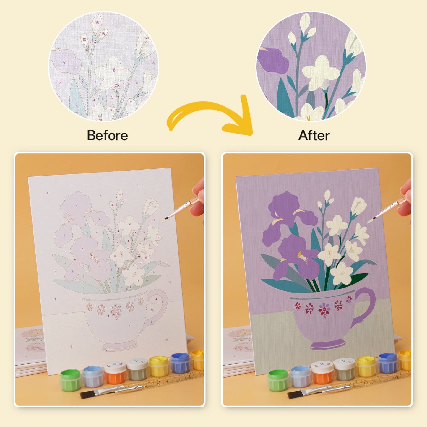 Blooming Teacups – Set of 6 Mini Paintings