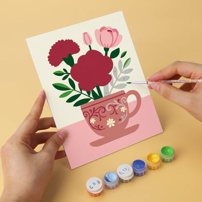 Blooming Teacups – Set of 6 Mini Paintings