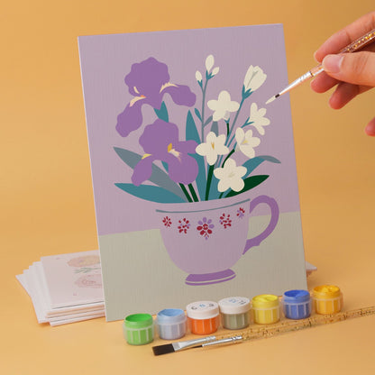 Blooming Teacups – Set of 6 Mini Paintings