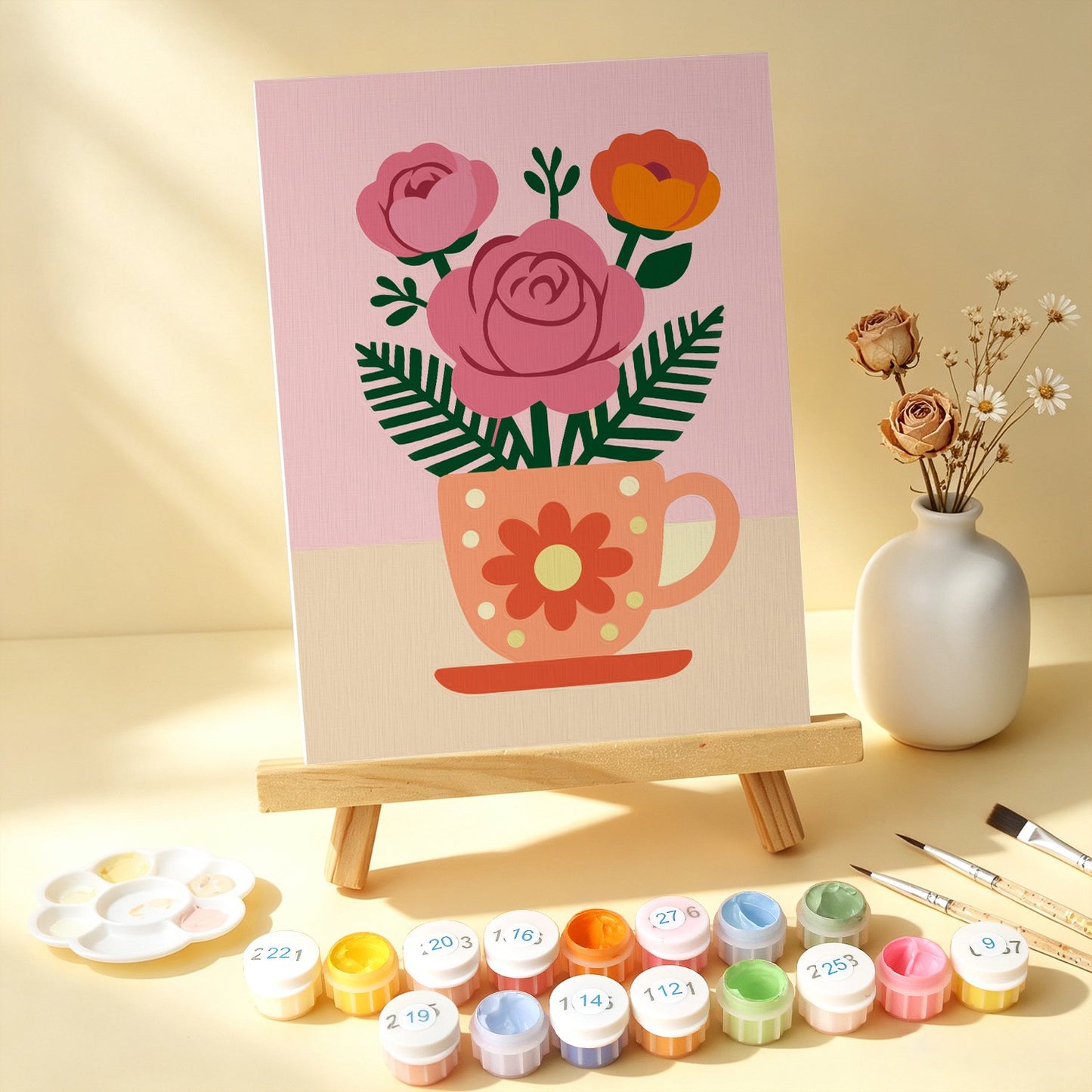 Blooming Teacups – Set of 6 Mini Paintings