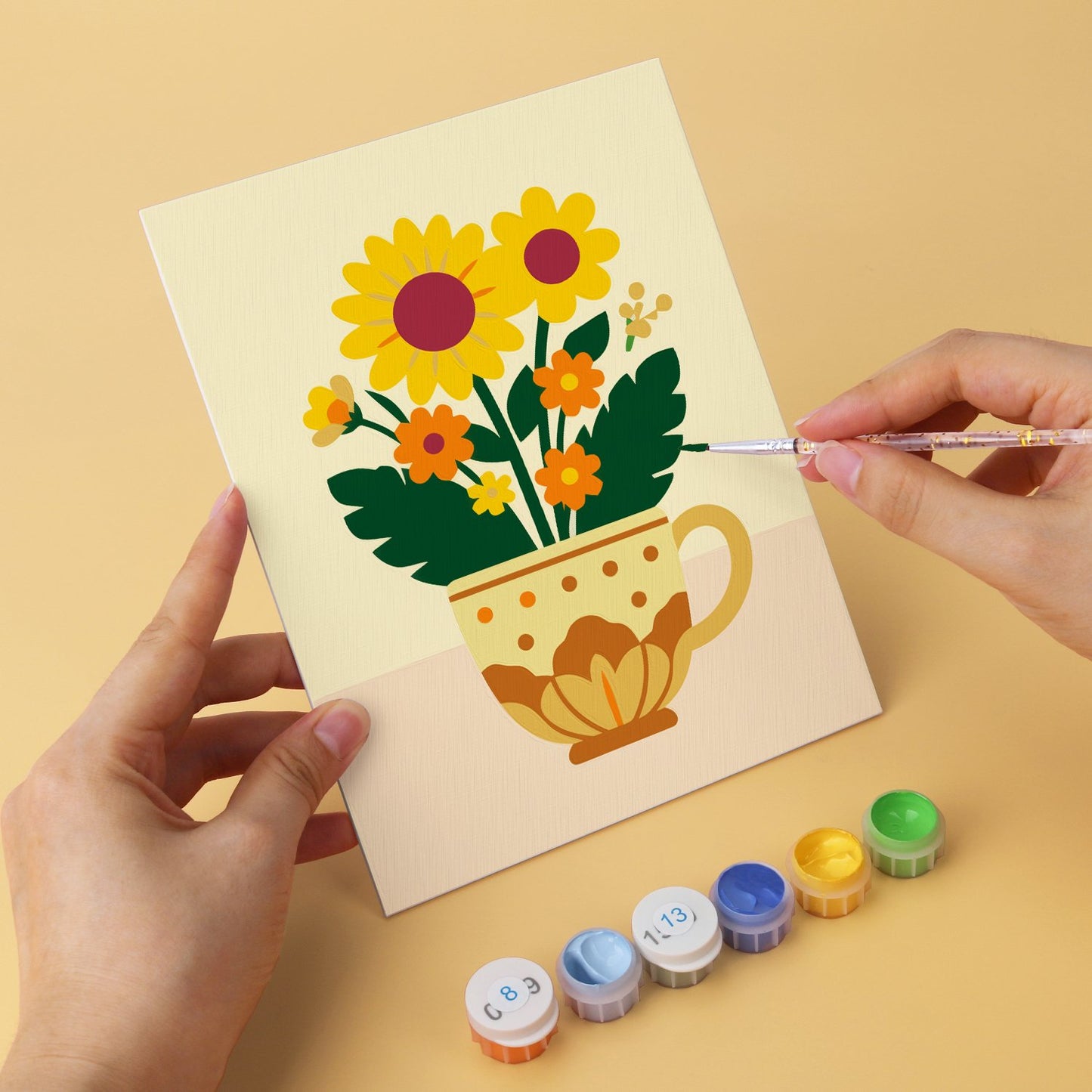 Blooming Teacups – Set of 6 Mini Paintings
