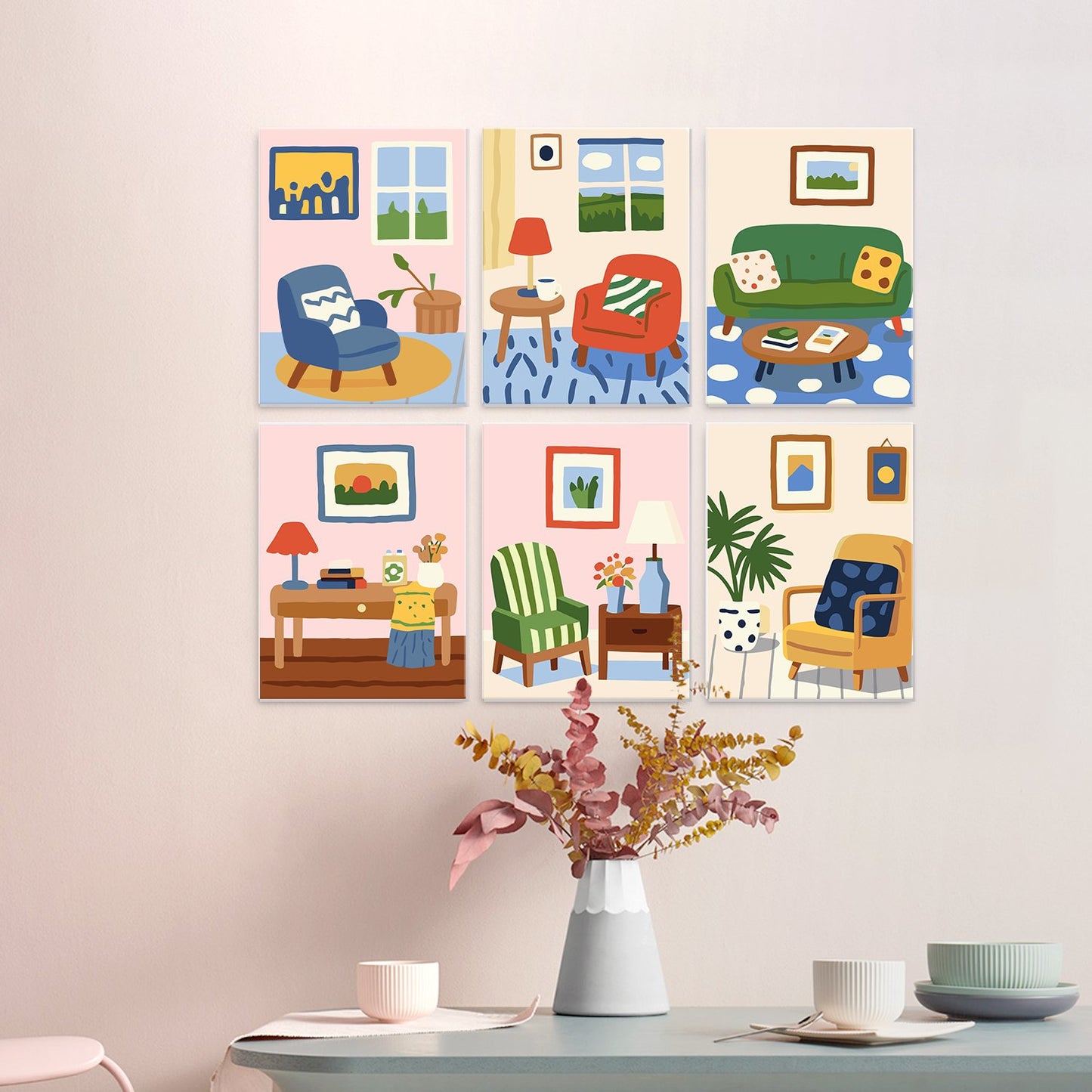 Cozy Corners – Set of 6 Mini Paintings
