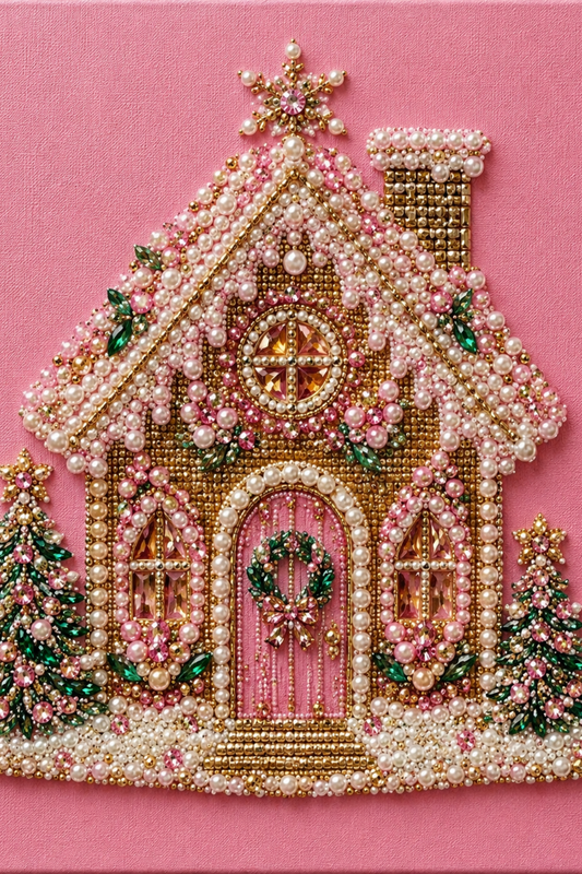 Pink Pearl Christmas Cottage - Pearl Painting