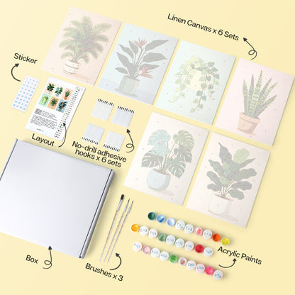 Potted Greens – Set of 6 Mini Paintings