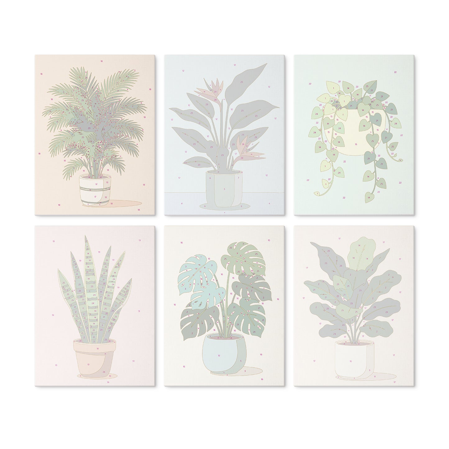 Potted Greens – Set of 6 Mini Paintings
