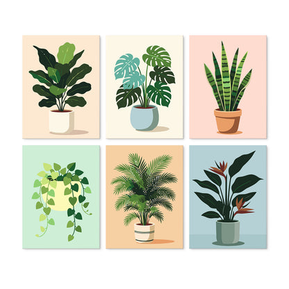 Potted Greens – Set of 6 Mini Paintings