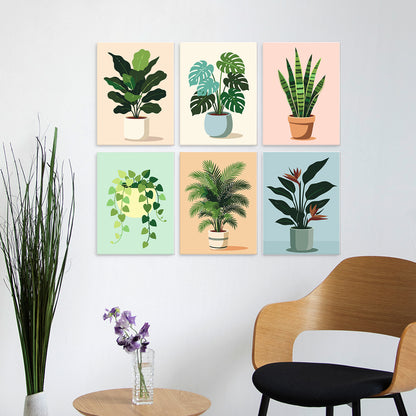 Potted Greens – Set of 6 Mini Paintings