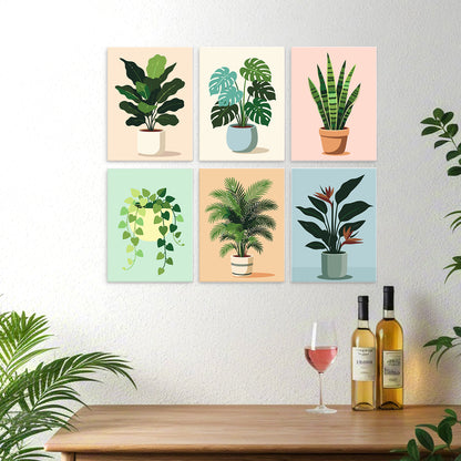 Potted Greens – Set of 6 Mini Paintings
