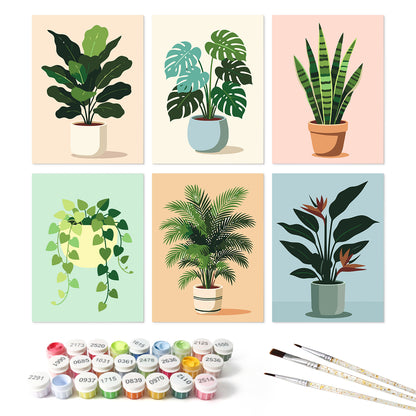 Potted Greens – Set of 6 Mini Paintings