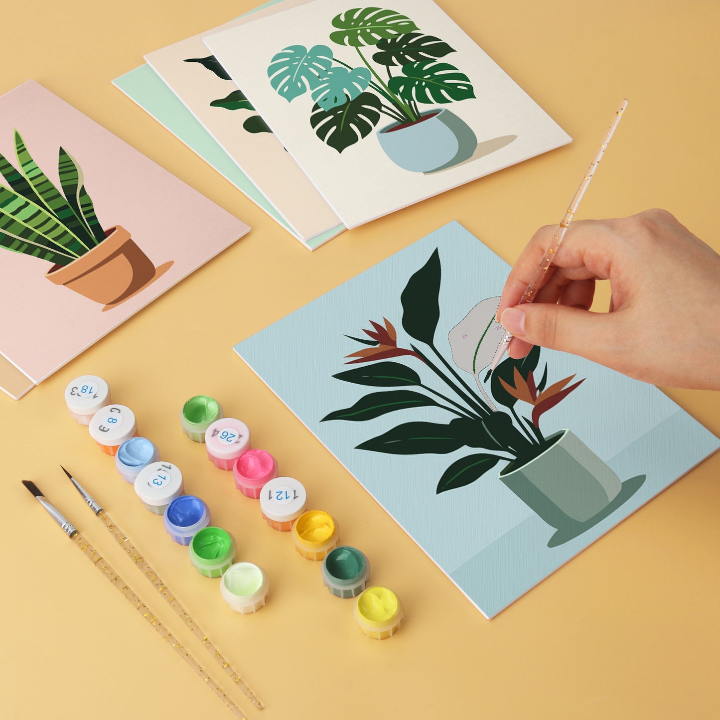 Potted Greens – Set of 6 Mini Paintings