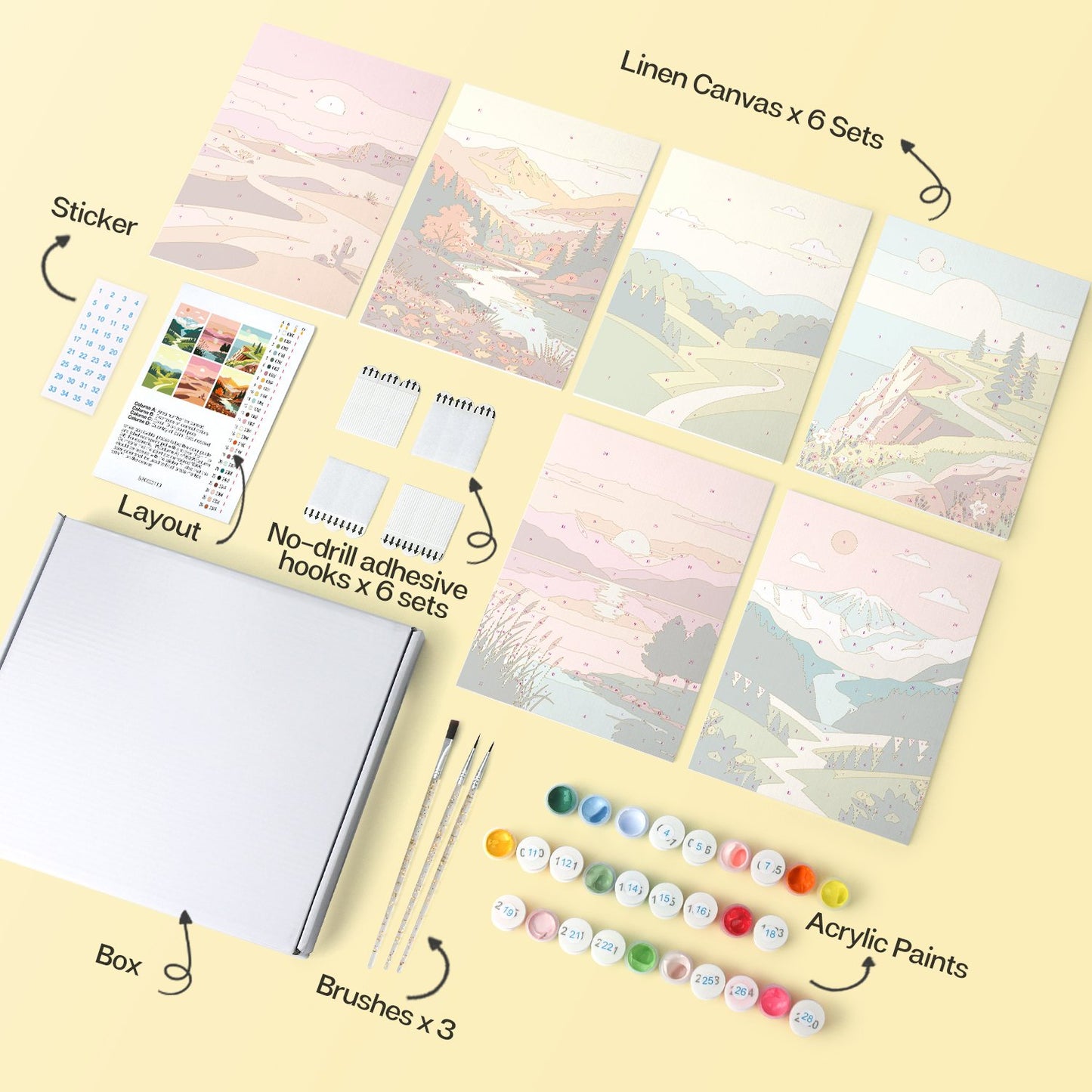 Scenic Horizons – Set of 6 Mini Paintings