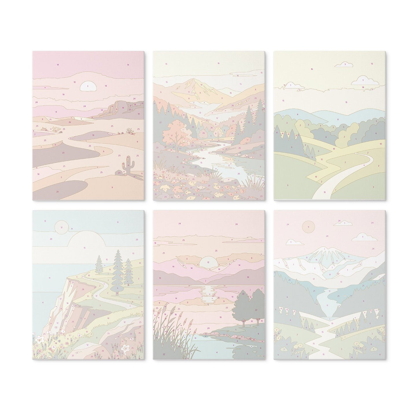 Scenic Horizons – Set of 6 Mini Paintings