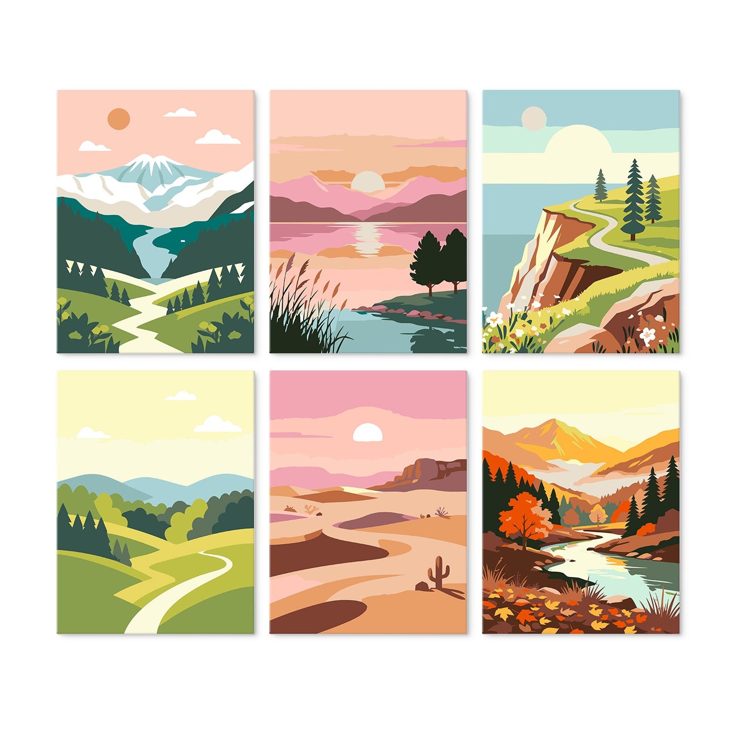 Scenic Horizons – Set of 6 Mini Paintings