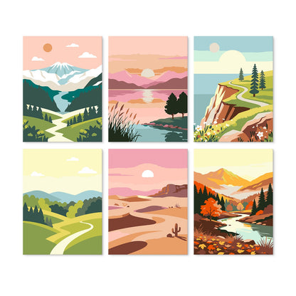 Scenic Horizons – Set of 6 Mini Paintings