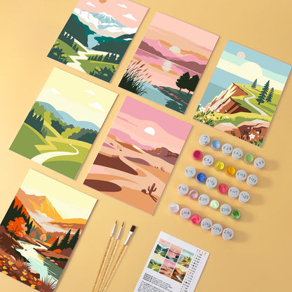 Scenic Horizons – Set of 6 Mini Paintings
