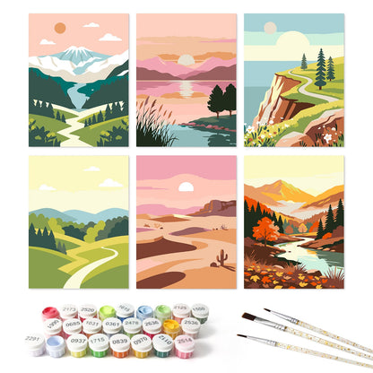 Scenic Horizons – Set of 6 Mini Paintings
