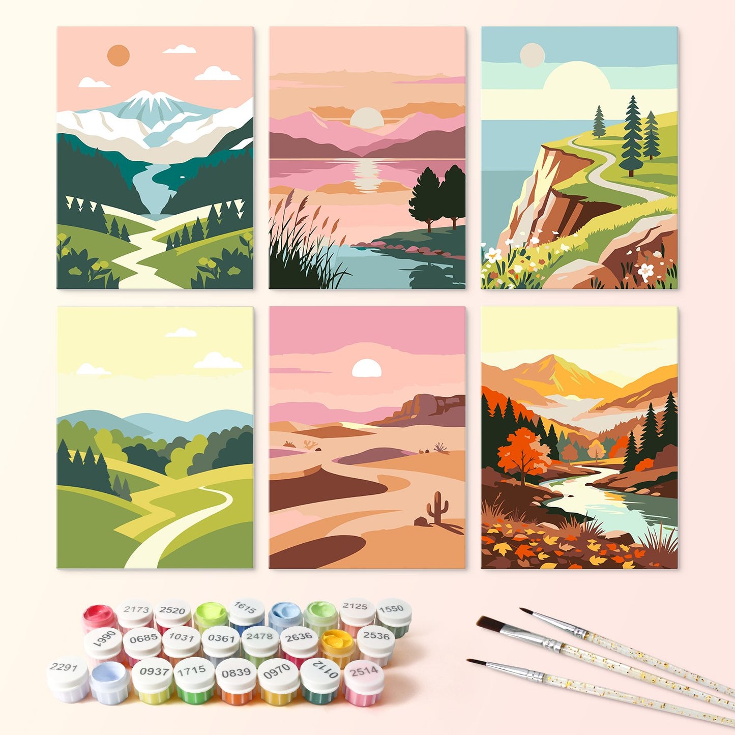 Scenic Horizons – Set of 6 Mini Paintings