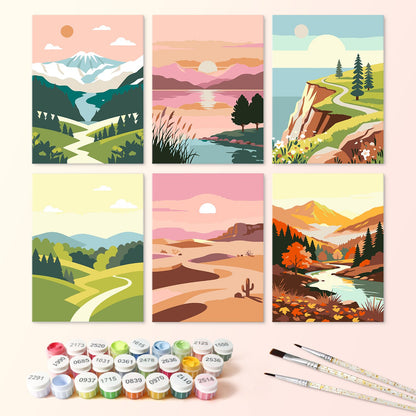 Scenic Horizons – Set of 6 Mini Paintings