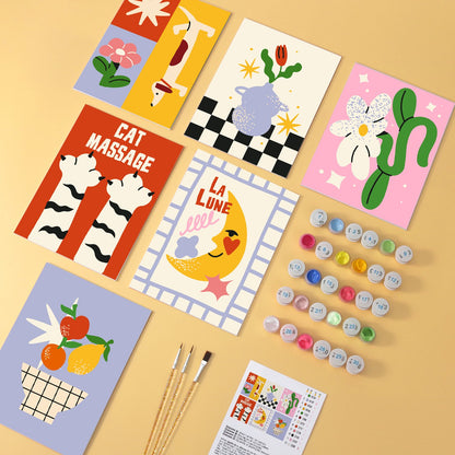 Retro Daydreams – Set of 6 Mini Paintings