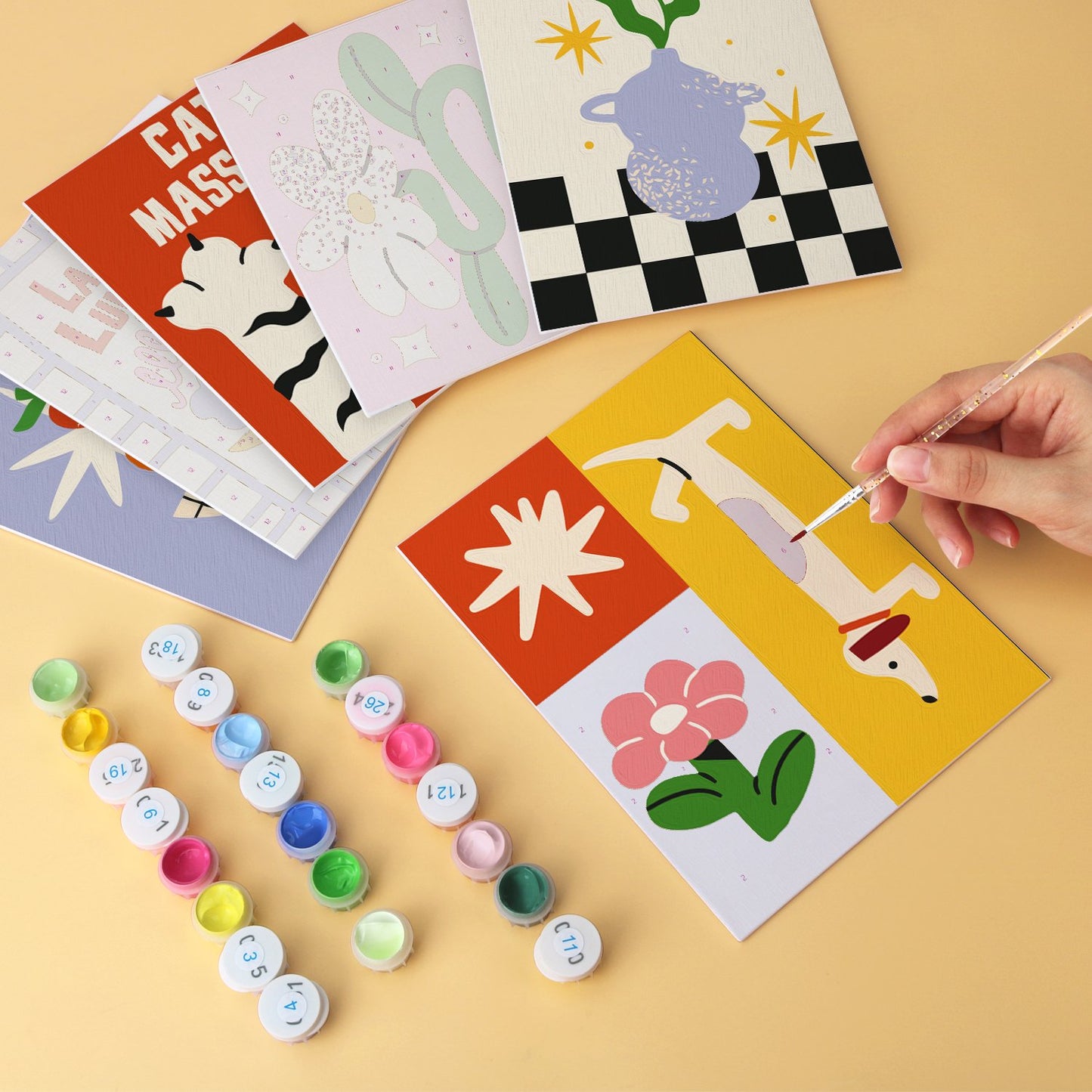 Retro Daydreams – Set of 6 Mini Paintings