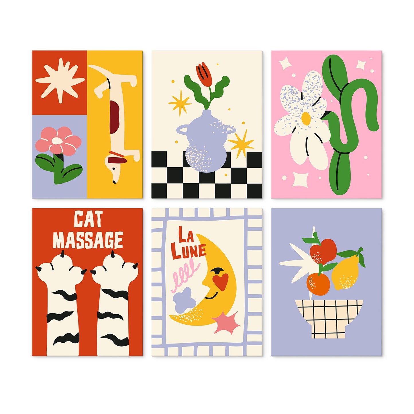 Retro Daydreams – Set of 6 Mini Paintings