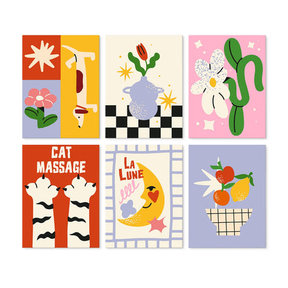 Retro Daydreams – Set of 6 Mini Paintings