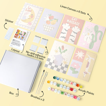 Retro Daydreams – Set of 6 Mini Paintings