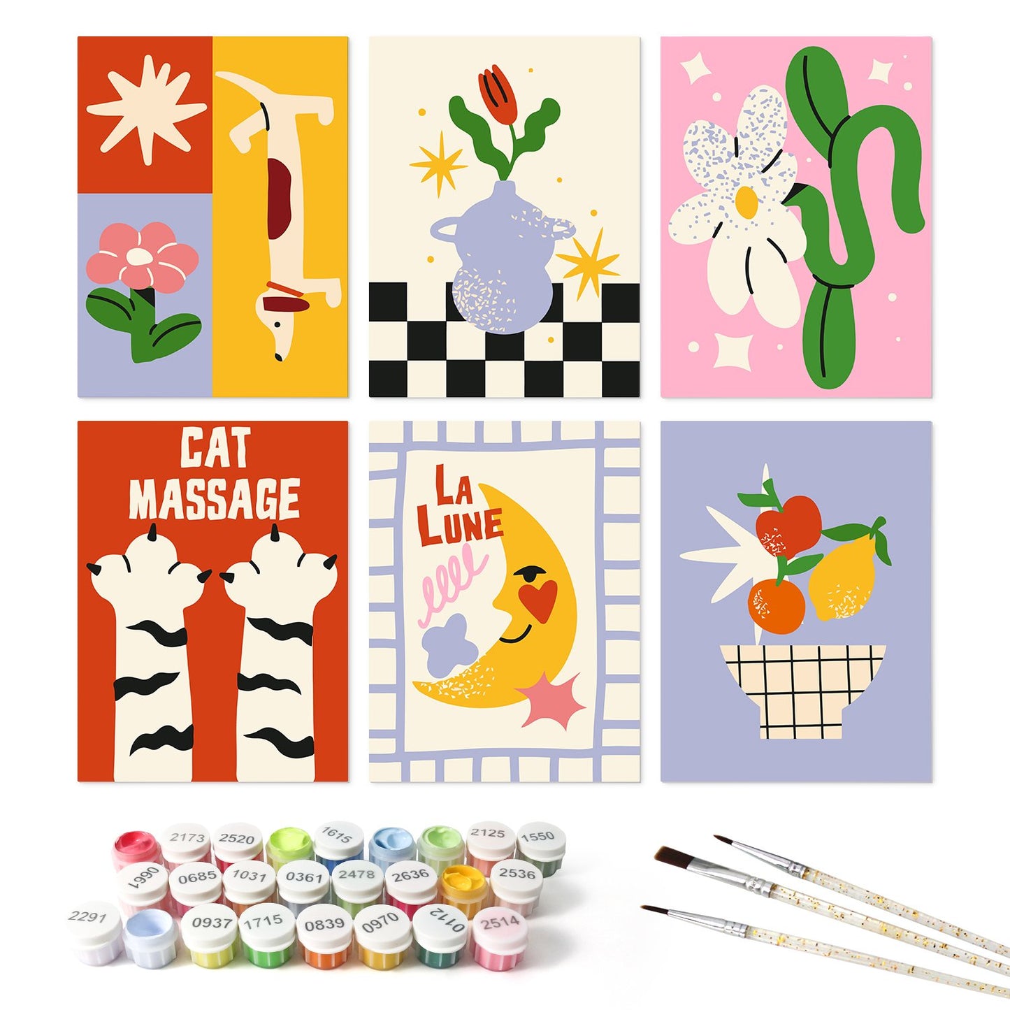 Retro Daydreams – Set of 6 Mini Paintings