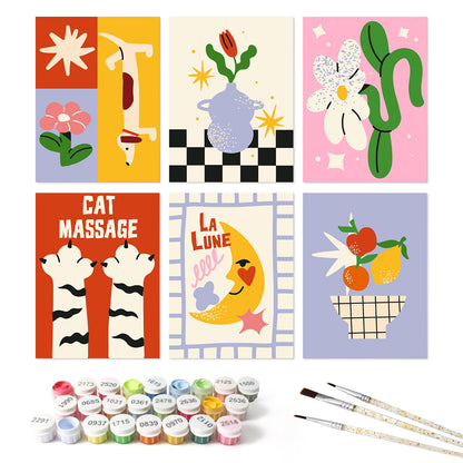 Retro Daydreams – Set of 6 Mini Paintings