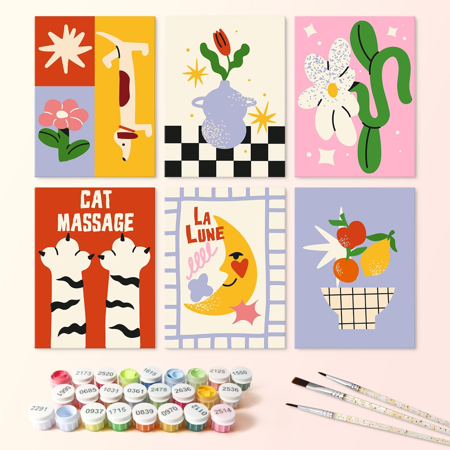 Retro Daydreams – Set of 6 Mini Paintings