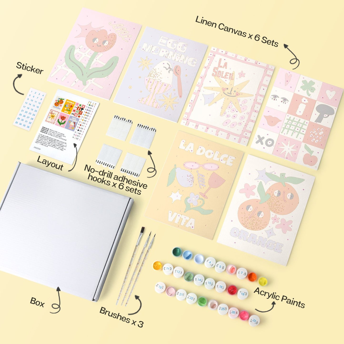 Sunny Side & Spritz – Set of 6 Mini Paintings