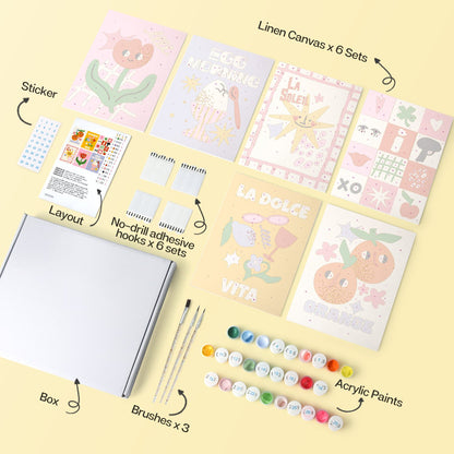 Sunny Side & Spritz – Set of 6 Mini Paintings