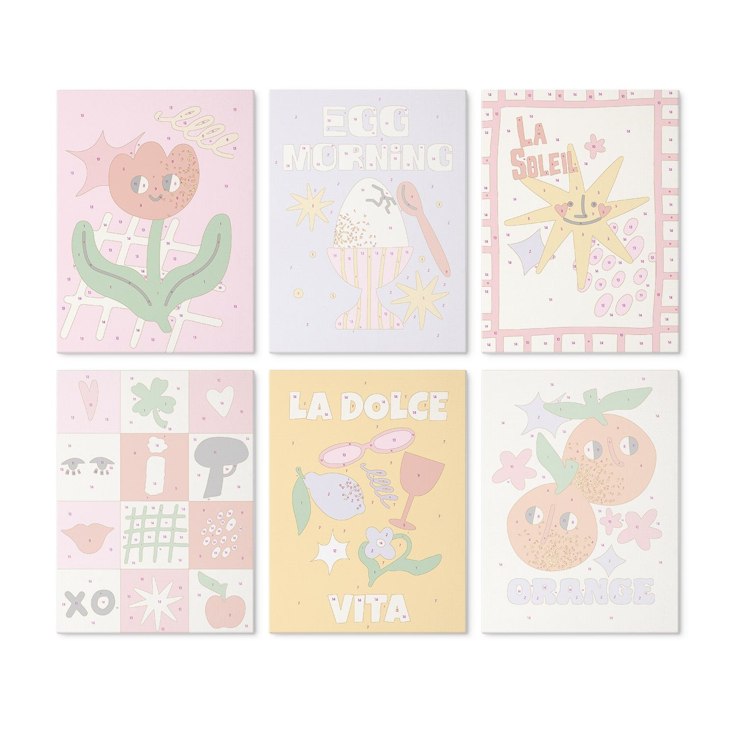 Sunny Side & Spritz – Set of 6 Mini Paintings