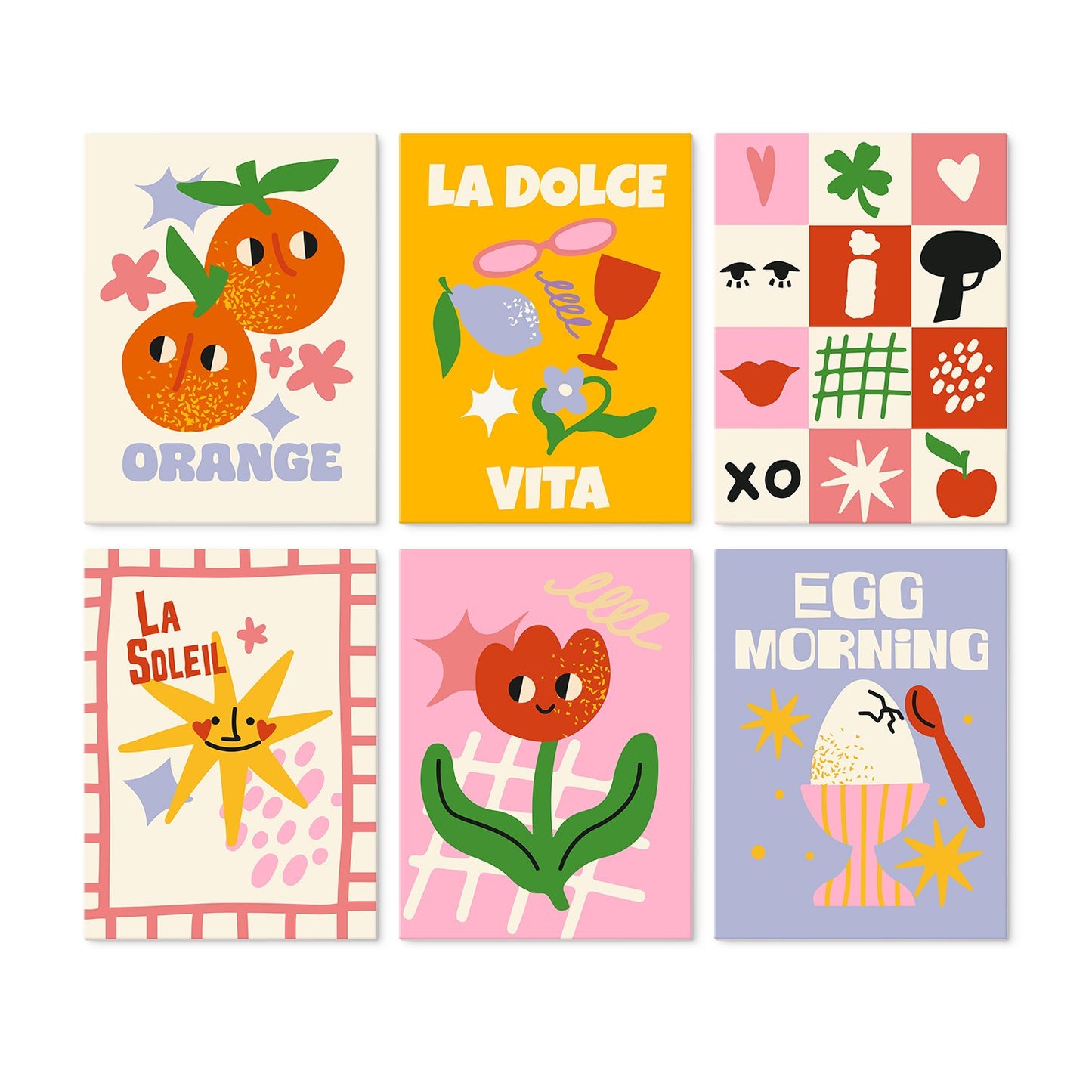 Sunny Side & Spritz – Set of 6 Mini Paintings