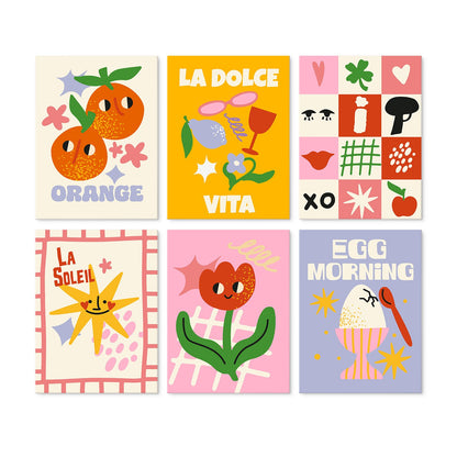 Sunny Side & Spritz – Set of 6 Mini Paintings