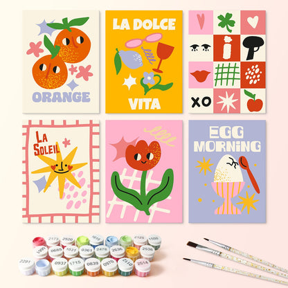 Sunny Side & Spritz – Set of 6 Mini Paintings